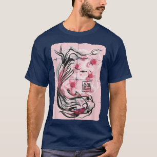 Camiseta Animales de pescado Koi Flores de Sakura