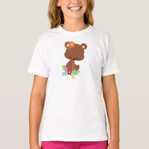 Camiseta Animales de primavera, oso lindo, oso pequeño, flo