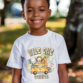 Camiseta animales de safari de cumpleaños de chicos salvaje