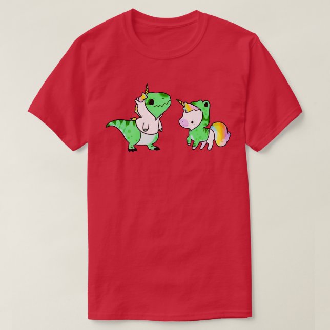 Camiseta Animales de Sarus adoran unicornio verde (Diseño del anverso)