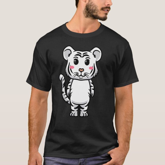 Camiseta Animales de Tigre Blancos Mujeres Niños (Anverso)
