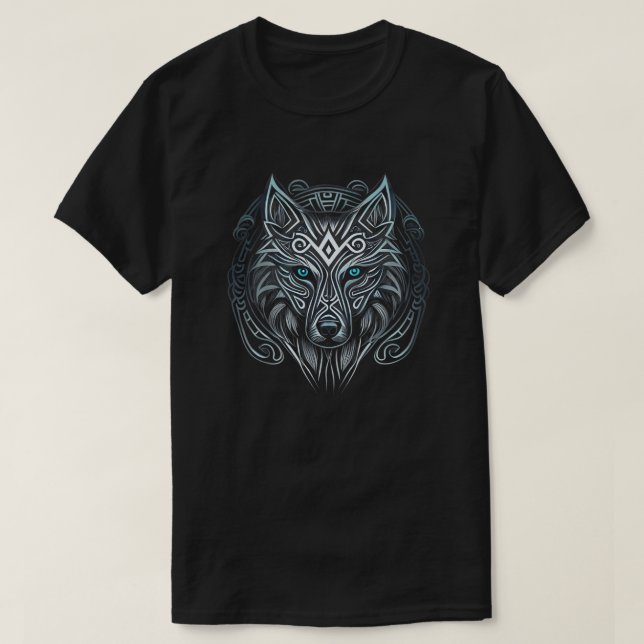 Camiseta Animales De Vida Silvestre De Lobo De Estilo Nórdi (Diseño del anverso)