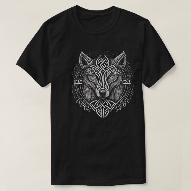 Camiseta Animales De Vida Silvestre De Lobo De Estilo Nórdi (Diseño del anverso)