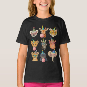 Camiseta Animales de zoológico de dibujos animados con somb