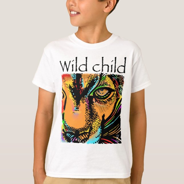 Camiseta Animales del arco iris de león infantil salvaje (Anverso)