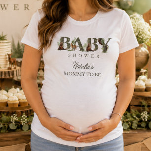Camiseta Animales del Bosque Fiesta de Bebé Mamá Futuro