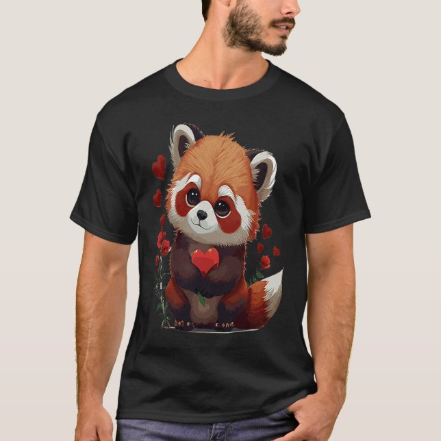 Camiseta Animales del Día de San Valentín Cute Red Panda (Anverso)