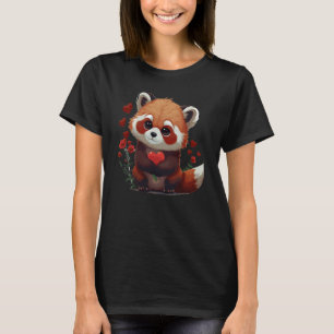 Camiseta Animales del Día de San Valentín Cute Red Panda