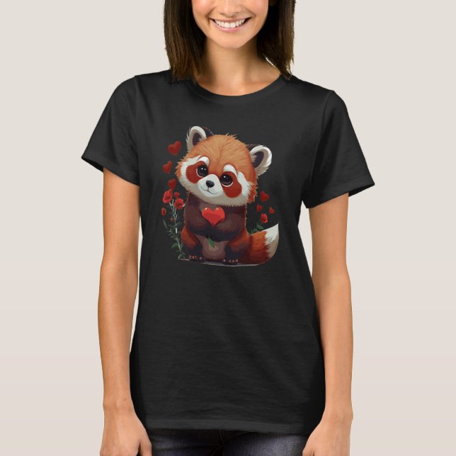 Camiseta Animales del Día de San Valentín Cute Red Panda (Anverso)