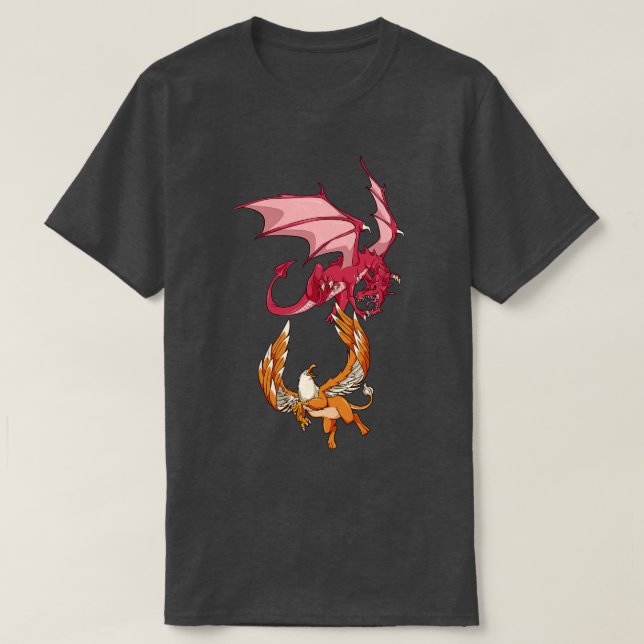 Camiseta Animales del dragón mitológico contra griffin (Diseño del anverso)