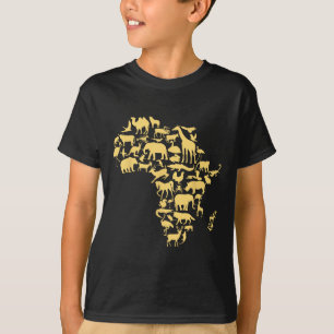 Camiseta Animales del mapa de África Melanina Historia Negr
