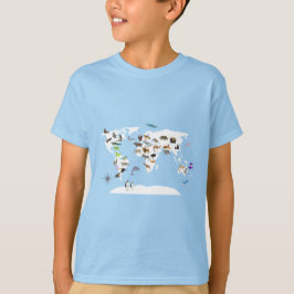 Camiseta Animales del Mapa Mundial de Niños