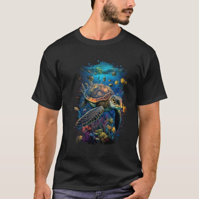 Camiseta Animales del mar de tortuga Océano marino submarin (Anverso)