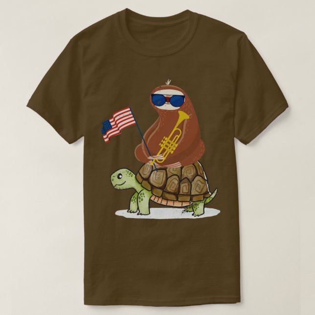 Camiseta Animales del Orgullo Norteamericano Turtle Sloth (Diseño del anverso)
