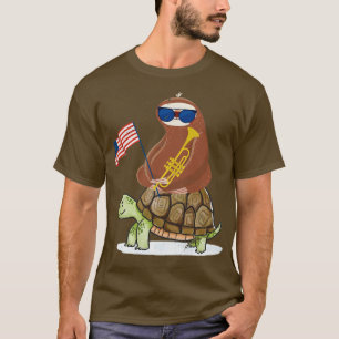 Camiseta Animales del Orgullo Norteamericano Turtle Sloth