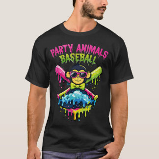 Camiseta Animales divertidos de fiesta béisbol divertido