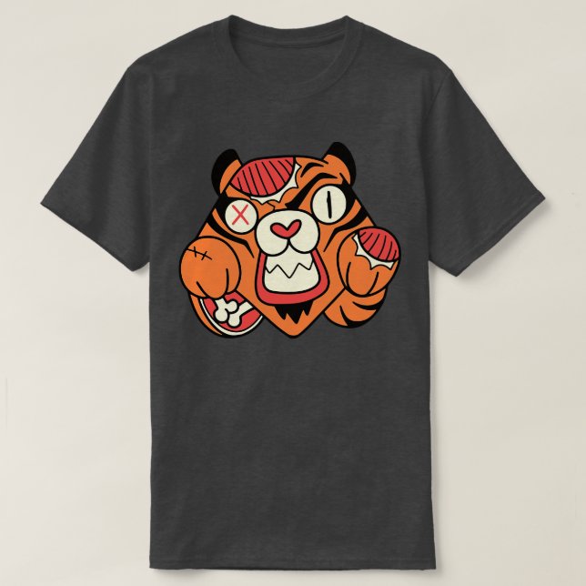 Camiseta Animales divertidos de Halloween con tigres zombie (Diseño del anverso)