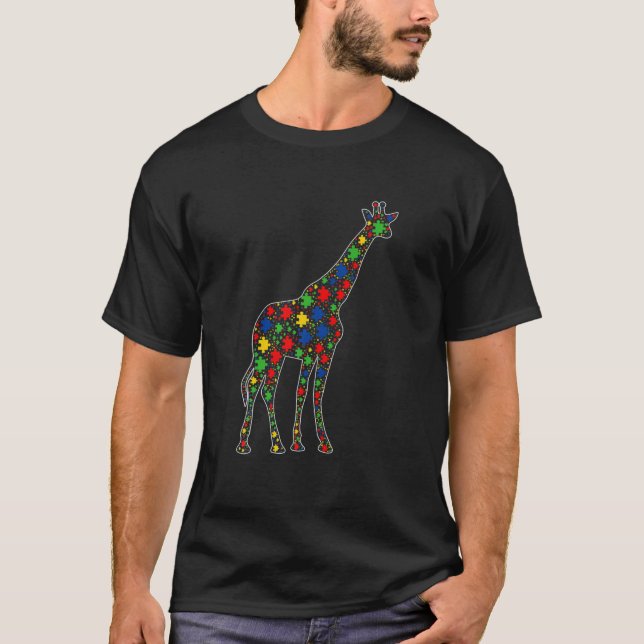 Camiseta Animales divertidos de jirafa desconcertan piezas  (Anverso)