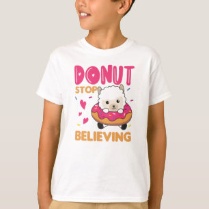 Camiseta Animales Divertidos De La Alpaca En Rosa De Donut