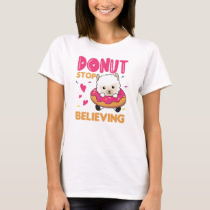 Camiseta Animales Divertidos De La Alpaca En Rosa De Donut
