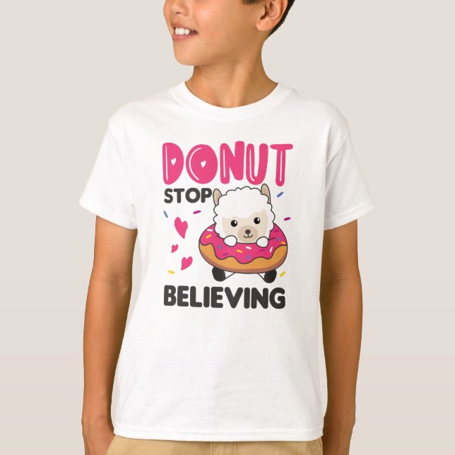 Camiseta Animales Divertidos De La Alpaca En Rosa De Donut (Anverso)