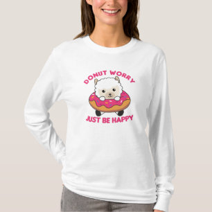 Camiseta Animales Divertidos De La Alpaca En Rosa De Donut