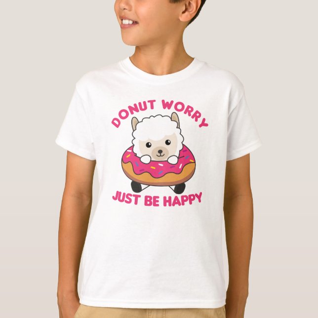 Camiseta Animales Divertidos De La Alpaca En Rosa De Donut (Anverso)