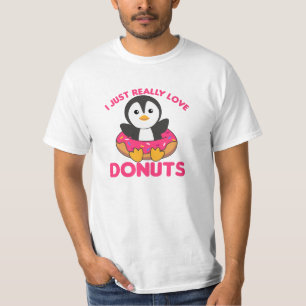 Camiseta Animales Divertidos De Pingüino En Rosa De Donut