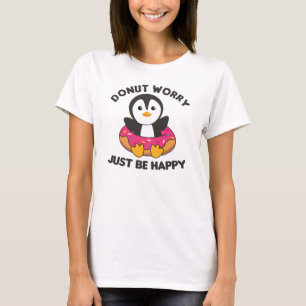 Camiseta Animales Divertidos De Pingüino En Rosa De Donut
