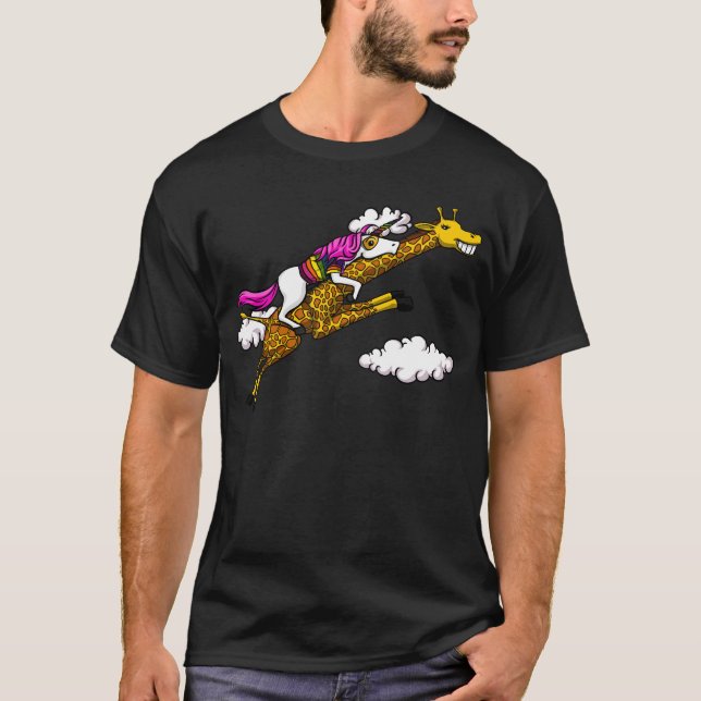 Camiseta Animales divertidos del unicornio de la jirafa (Anverso)