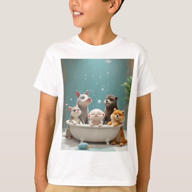 Camiseta Animales divertidos en la bañera (Anverso)