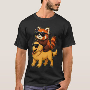 Camiseta Animales divertidos Panda Rojo y Perro Retriever D