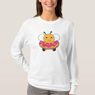 Camiseta Animales Dulces Y Graciosos De Abeja En Rosa Donut