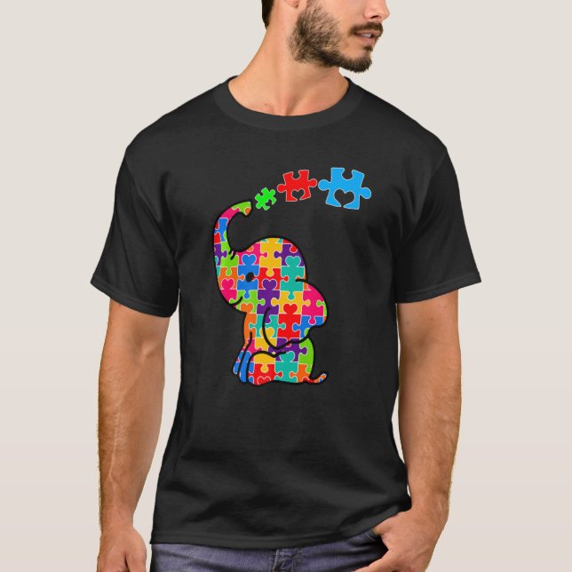 Camiseta Animales elefantes desconcertan pedazos de autismo (Anverso)
