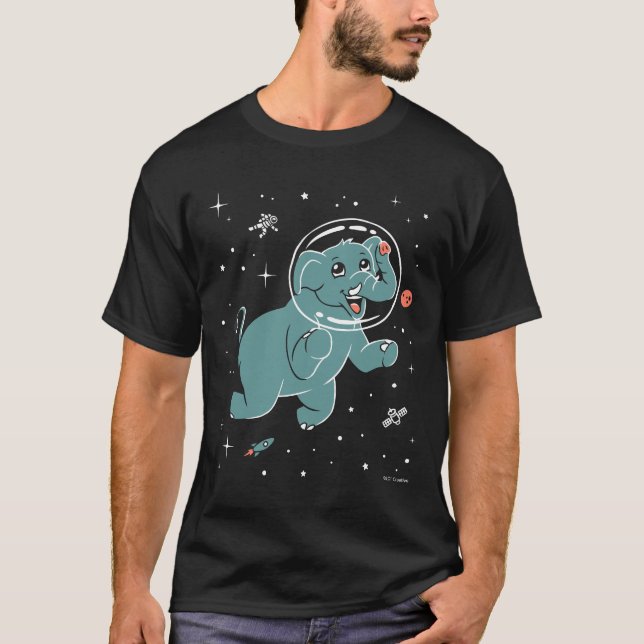 Camiseta Animales elefantes en el espacio (Anverso)