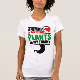 Camiseta Animales en mi corazón, plantas en mi panza