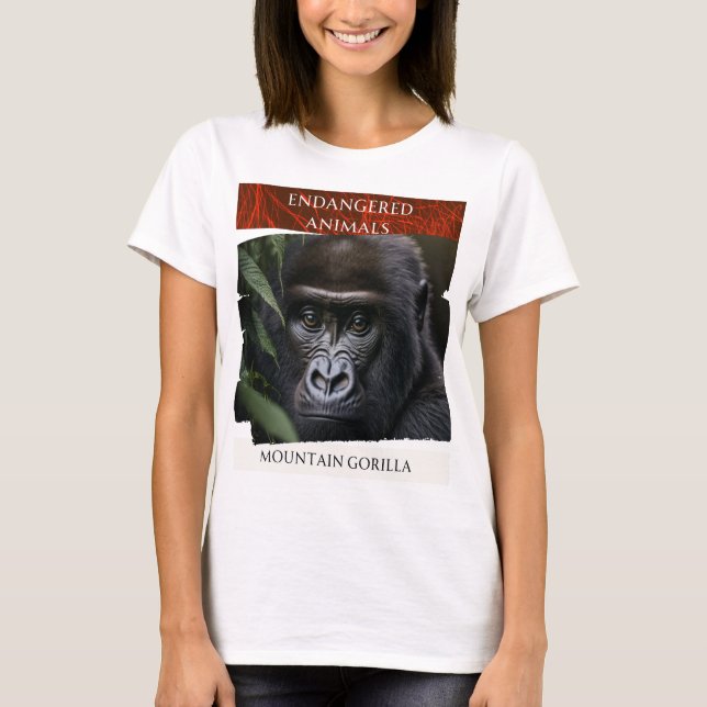 Camiseta Animales en peligro de extinción - Gorila de monta (Anverso)