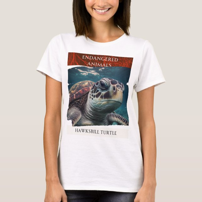 Camiseta Animales en peligro de extinción - Tortuga Hawksbi (Anverso)