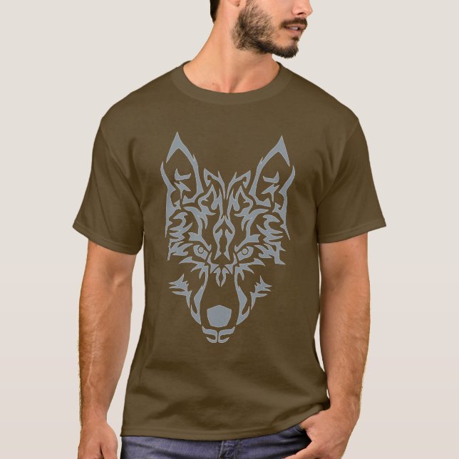 Camiseta Animales espirituales de lobo plateado (Anverso)