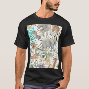 Camiseta Animales exóticos: Patrón de verano acuarela.