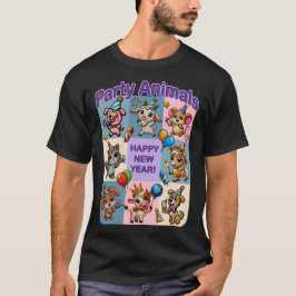 Camiseta Animales fiestas "Feliz Año Nuevo"