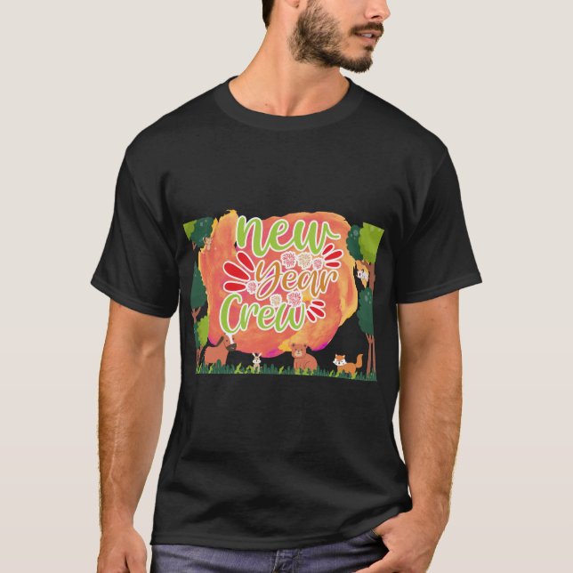Camiseta Animales forestales de la tripulación de Año Nuevo (Anverso)