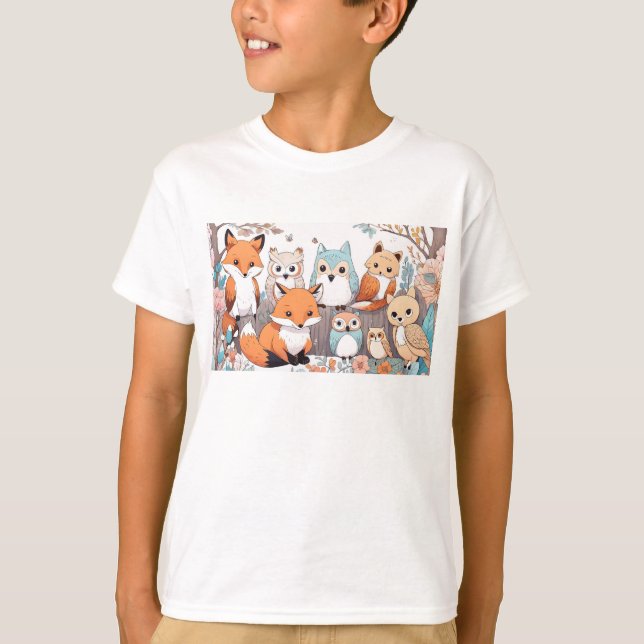 Camiseta Animales forestales - Fox y Owl (Anverso)