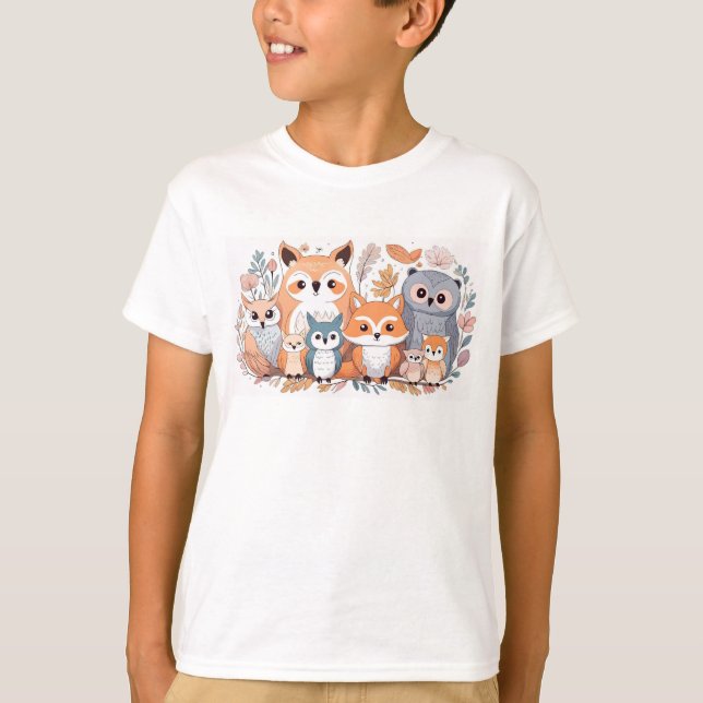 Camiseta Animales forestales - Fox y Owl (Anverso)
