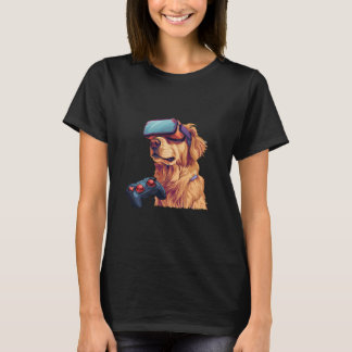 Camiseta Animales Jugando- Golden Retriever Jugando Consola
