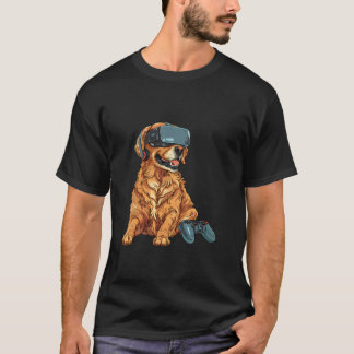 Camiseta Animales Jugando- Golden Retriever Jugando Consola
