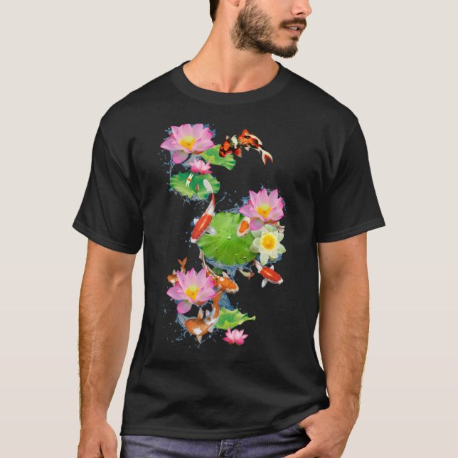 Camiseta Animales Koi Fish Animales coloridos Lotus Koi Pes (Anverso)
