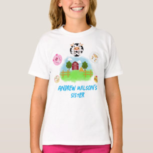Camiseta Animales lindos de la fiesta de granja Hermana del