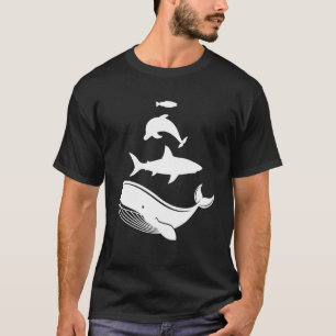Camiseta Animales marinos apilados Peces de delfín de tibur
