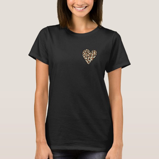 Camiseta animales marrones imprimir leopardo imprimir coraz (Anverso)